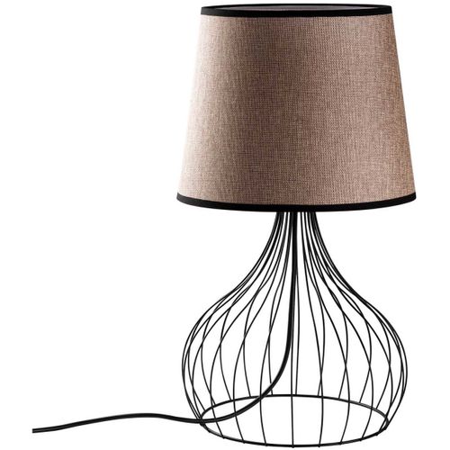 Lampe à Poser En Métal Et Tissu Telis Noir, Marron Clair