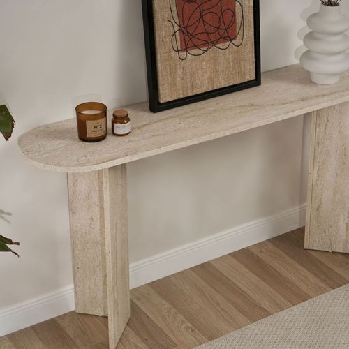 Console Ovale En Effet Travertin L150cm