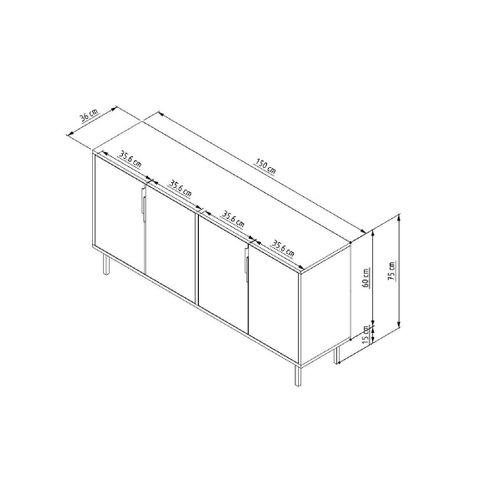 Buffet 4 Portes L150 Cm