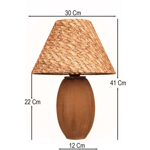 Lampe à Poser Abat-jour Effet Rotin Bobo