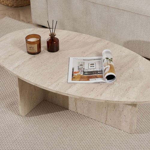 Table Basse Organique Effet Travertin 120x65cm