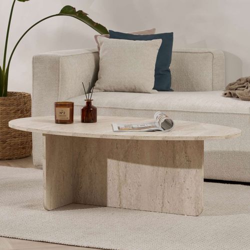 Table Basse Organique Effet Travertin 120x65cm