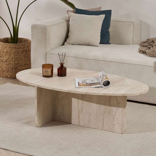 Table Basse Organique Effet Travertin 120x65cm