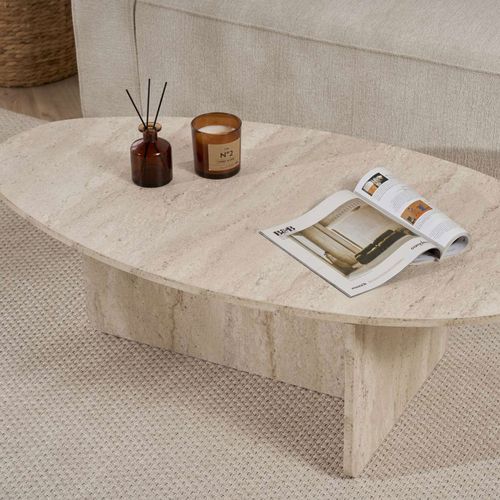 Table Basse Organique Effet Travertin 120x65cm