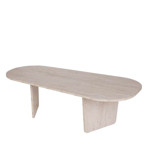 Table Basse Ovale Effet Travertin 130x65cm