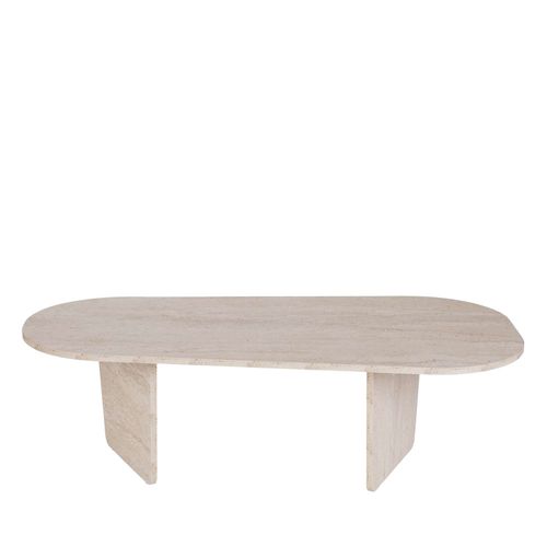 Table Basse Ovale Effet Travertin 130x65cm