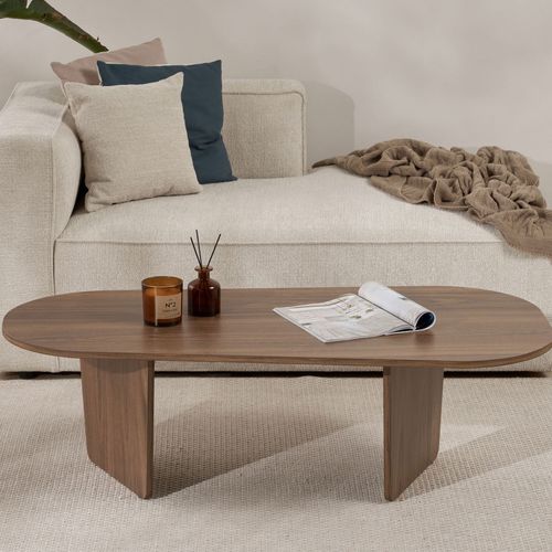 Table Basse Ovale En Bois 130x65cm