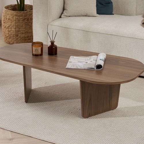 Table Basse Ovale En Bois 130x65cm