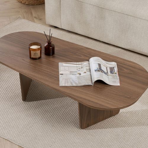 Table Basse Ovale En Bois 130x65cm