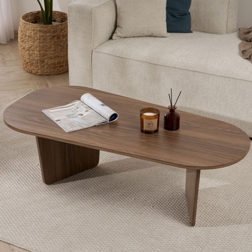 Table Basse Ovale En Bois 130x65cm