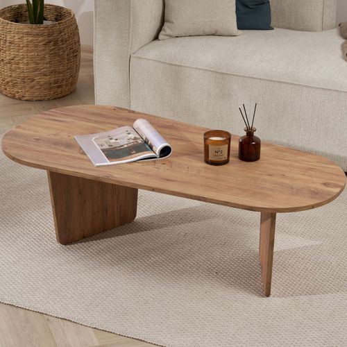 Table Basse Ovale En Bois 130x65cm