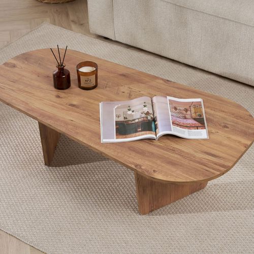Table Basse Ovale En Bois 130x65cm