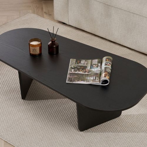 Table Basse Ovale En Bois 130x65cm