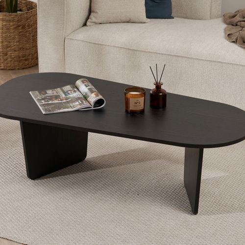 Table Basse Ovale En Bois 130x65cm