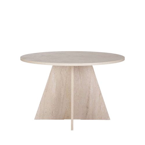 Table à Manger 4 Personnes Ronde Effet Travertin