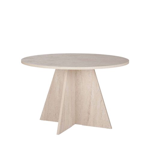 Table à Manger 4 Personnes Ronde Effet Travertin