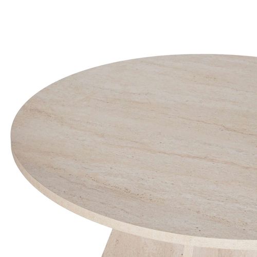 Table à Manger 4 Personnes Ronde Effet Travertin