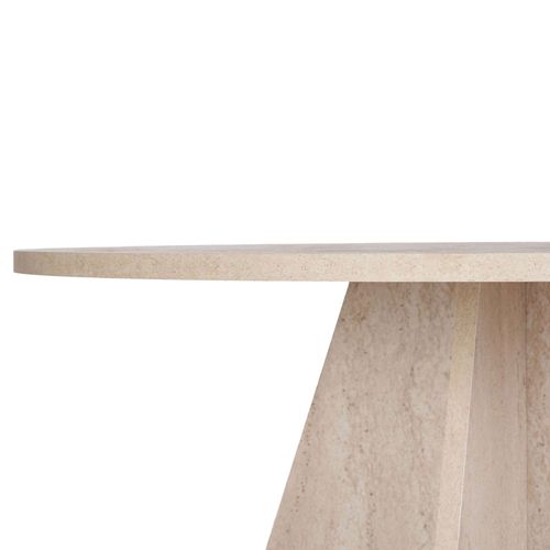 Table à Manger 4 Personnes Ronde Effet Travertin