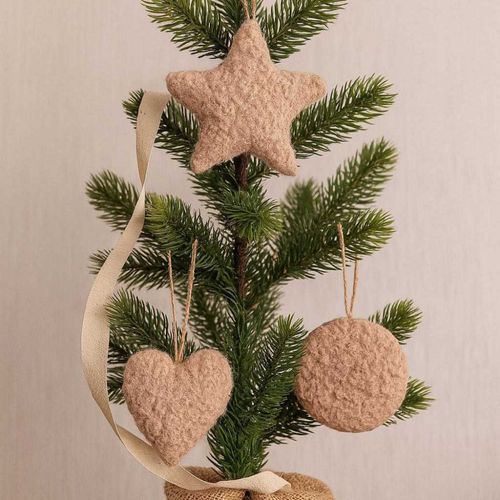 Ensemble De 3 Décorations à Suspendre Lu Set Marron