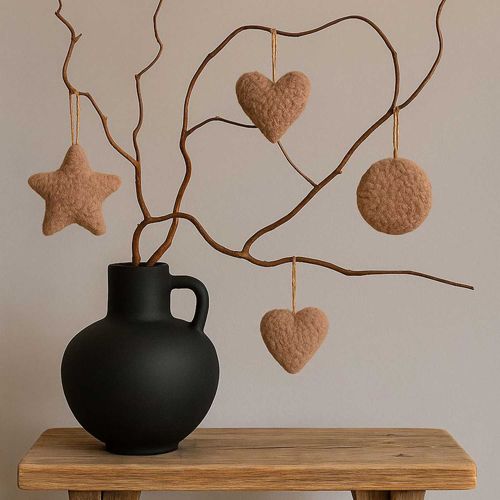 Ensemble De 3 Décorations à Suspendre Lu Set Marron