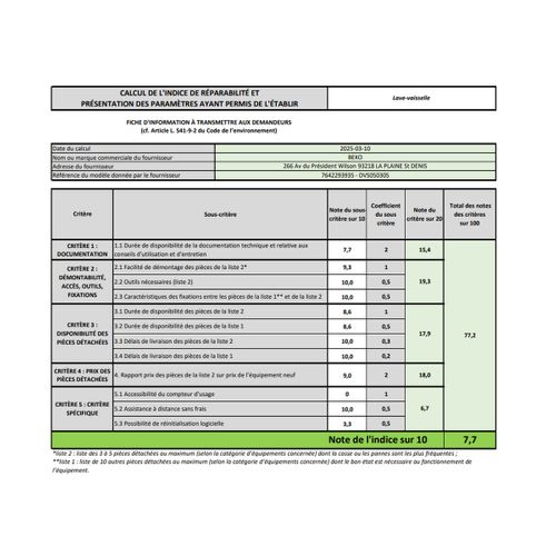 Lave-vaisselle 45 Cm 10 couverts 49 dB - Dvs05030s
