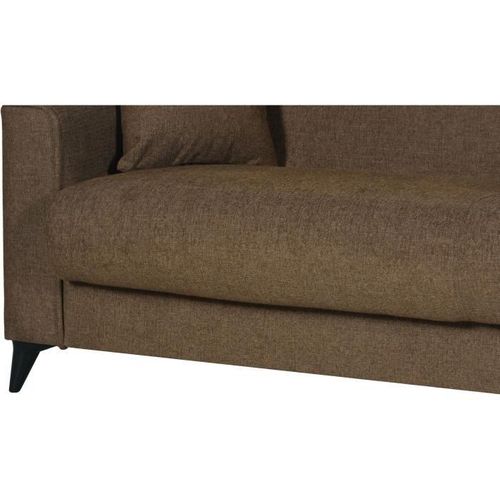 Canapé Convertible 3 Places - Bergamo - Tissu Marron - 2 Coussins - Coffre - 230x85x89 Cm