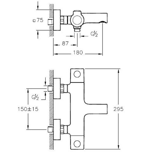 Mitigeur Bain-douche Thermostatique Aquaheat Design Rond C3 - Vitra - A47157ekm