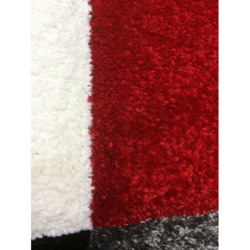Tapis De Salon 80x150 Cm Rouge, Gris, Noir Et Blanc