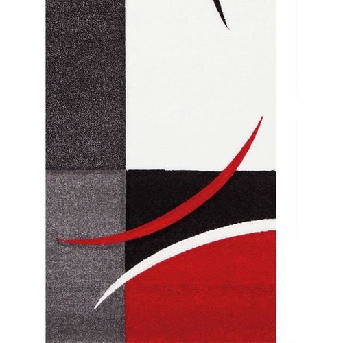 Tapis De Salon 80x150 Cm Rouge, Gris, Noir Et Blanc