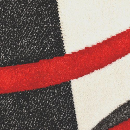 Tapis De Salon 80x150 Cm Rouge, Gris, Noir Et Blanc