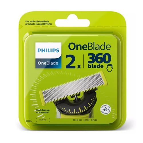 Lame De Rechange Oneblade Par 2  Qp420/50 Pour Cassette - Couteau - Grille , One Blade Philips