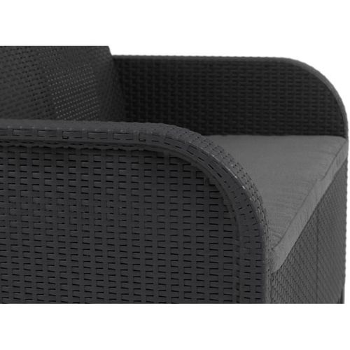 Banquette De Jardin - Sanremo - En Résine Imitation Rotin Tressée - Gris Graphite