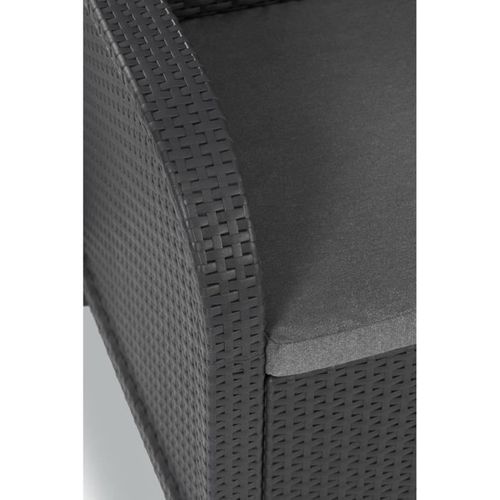 Banquette De Jardin - Sanremo - En Résine Imitation Rotin Tressée - Gris Graphite