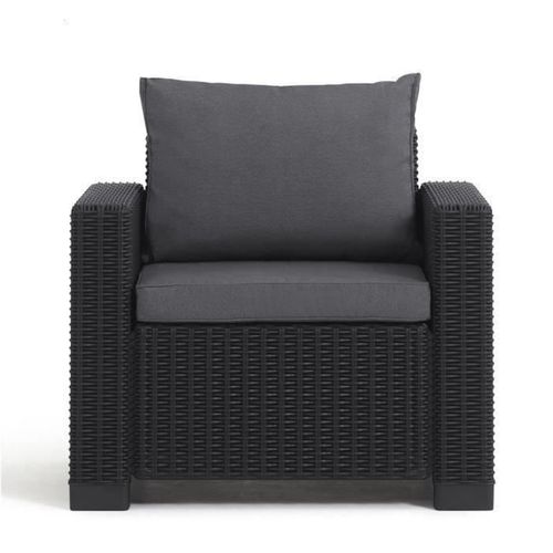 California Set Lounge 4 Personnes - Banquette 3 Places, Pouf, Table Basse, Graphite