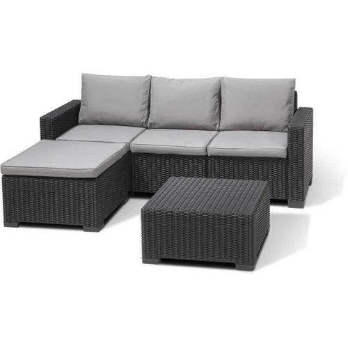 California Set Lounge 4 Personnes - Banquette 3 Places, Pouf, Table Basse, Graphite