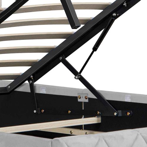 Lit Capitonné Lit Coffre 160x200 Cm Lit Double Avec Sommier à Lattes, Velours, Gris