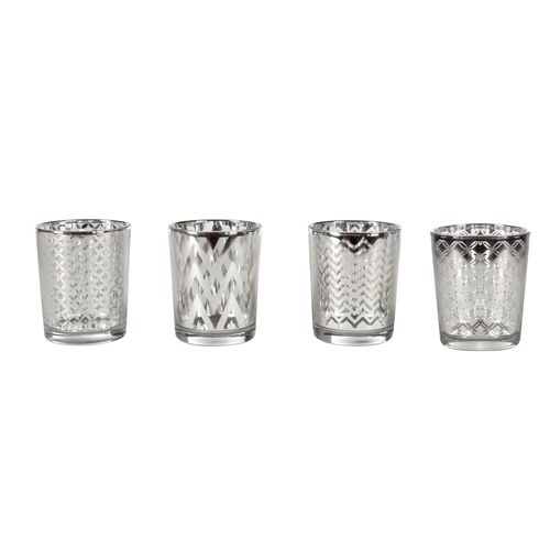 Photophore H. 6,5 cm BLANC GLACIER Argenté