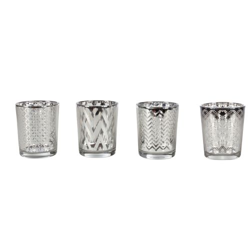 Photophore H. 6,5 cm BLANC GLACIER Argenté