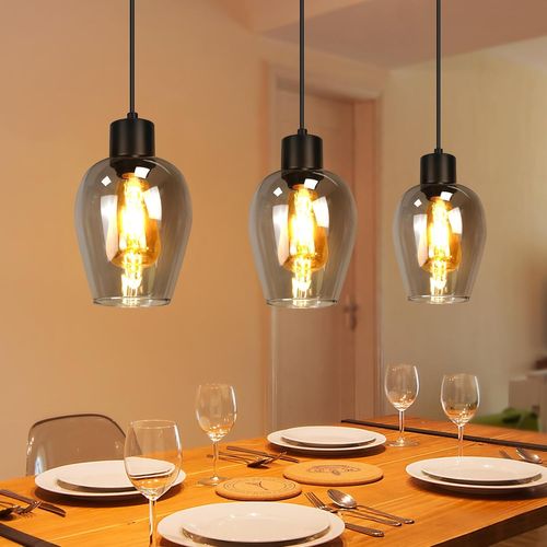 Suspension Salle à Manger 3 Flamme Noire E27 Suspension Vintage Pour Salon (sans Source Lumineuse)
