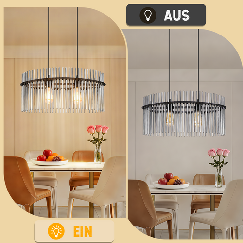 Lustre 2 Flammes E27 Verre Noir Pour Cuisine Salon (sans Ampoule)