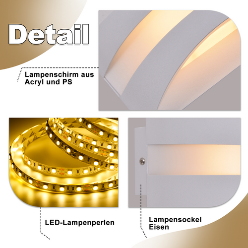 Applique Murale LED Intérieur 5w Moderne 3000k Blanc Lampe De Chambre Pour Couloir