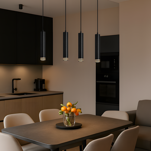 Suspension 1 Flamme Modern Noir Gu10 Pour Cuisine Chambre