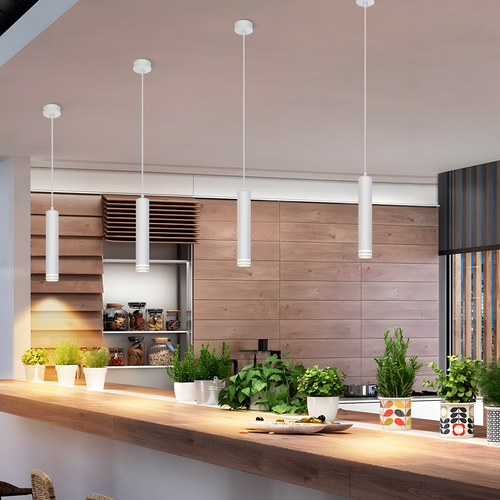 Suspension 1 Flamme Modern Blanc Gu10 Pour Cuisine Chambre