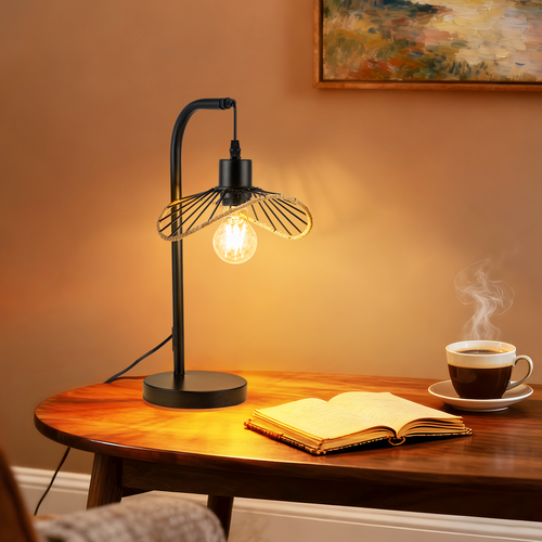 Lampe de Table Vintage Lampe de chevet Noir E27 Pour Bureau Sans Ampoule