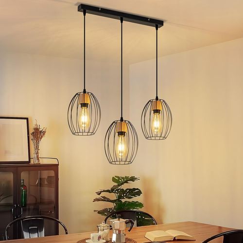 Lampe Suspension 3 Flammes E27 Vintage Noire Pour Salon Chambre