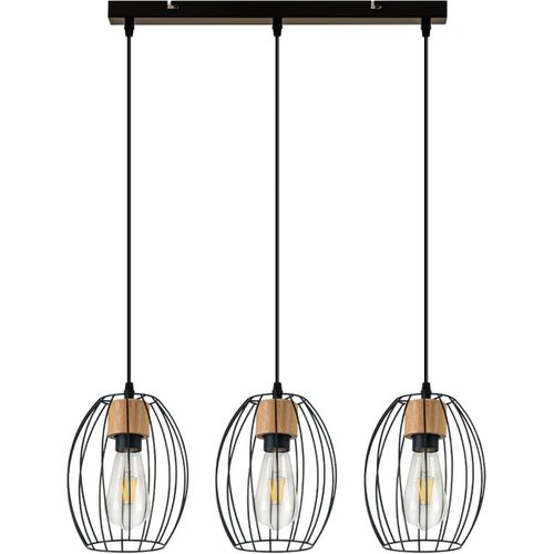 Lampe Suspension 3 Flammes E27 Vintage Noire Pour Salon Chambre