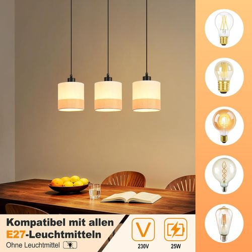 Suspension Moderne Blanc 3 Flamme E27 Pour Salon Sans Ampoule