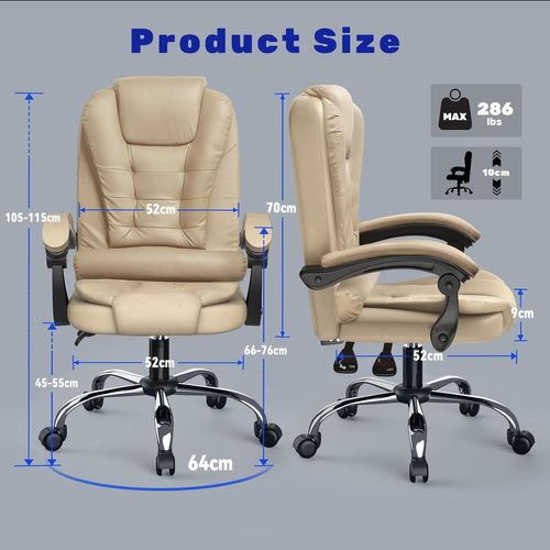 Chaise De Bureau Ergonomique Avec Dossier Haut Et Fonction D'inclinaison Réglable - Kaki