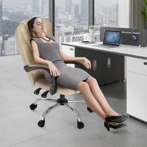 Chaise De Bureau Ergonomique Avec Dossier Haut Et Fonction D'inclinaison Réglable - Kaki