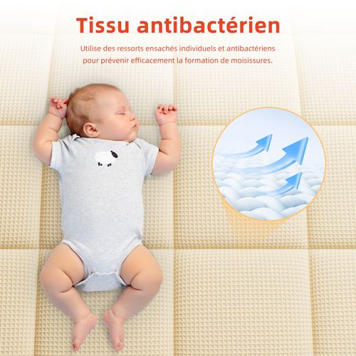 Matelas à Ressorts Ensachés 180×200 Cm, 7 Zones, Epaisseur 25cm, h3, 10 Couches